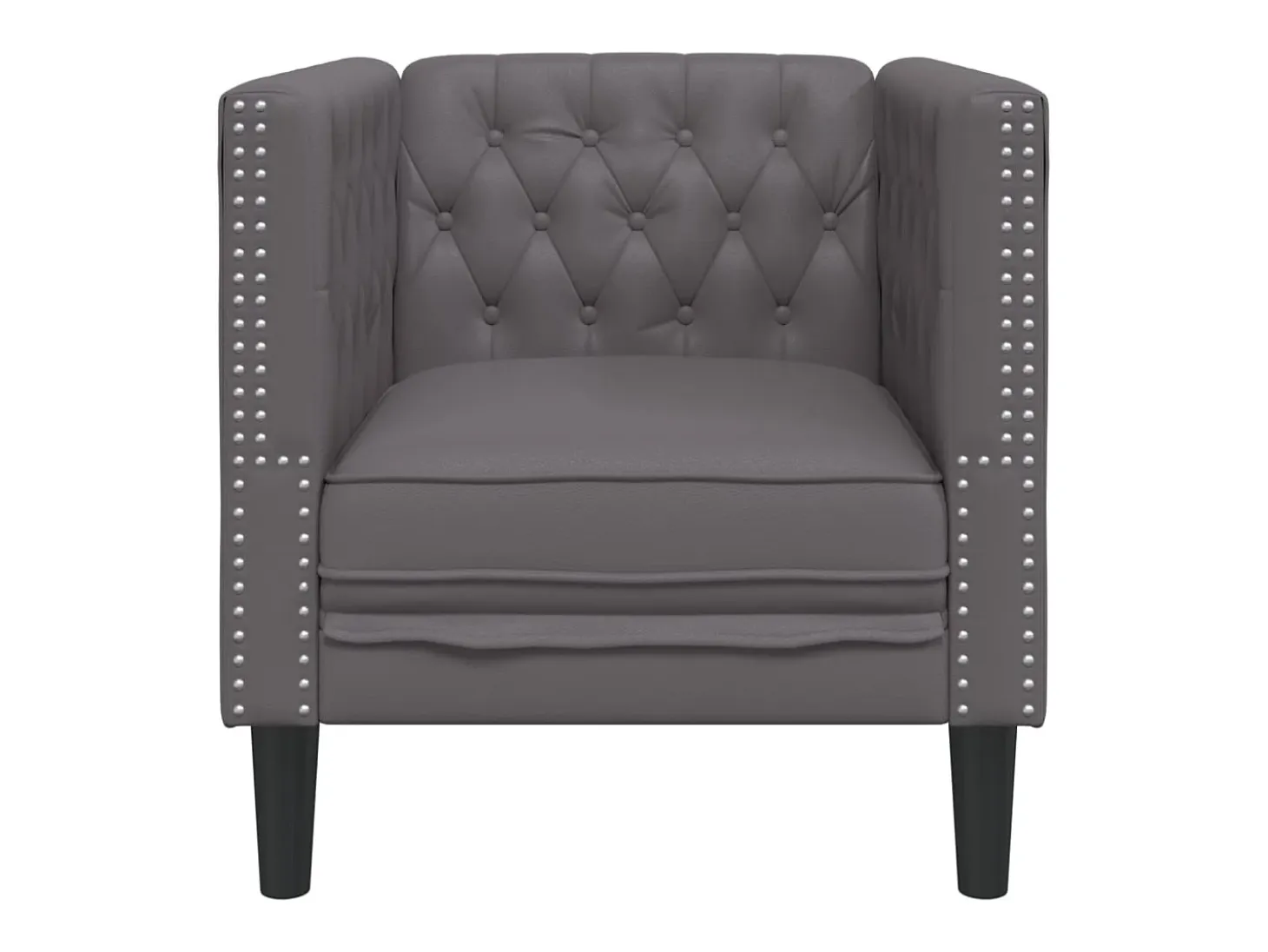 Sillón Chesterfield de cuero artificial gris