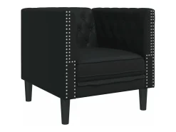 Sillón Chesterfield de cuero artificial negro