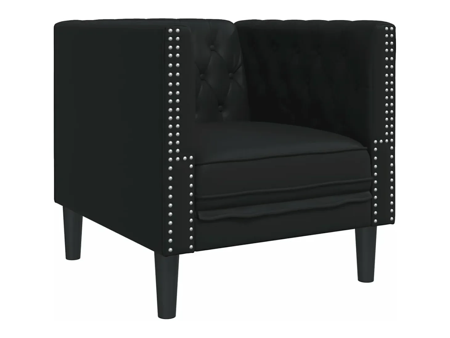 Sillón Chesterfield de cuero artificial negro