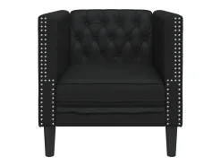 Sillón Chesterfield de cuero artificial negro