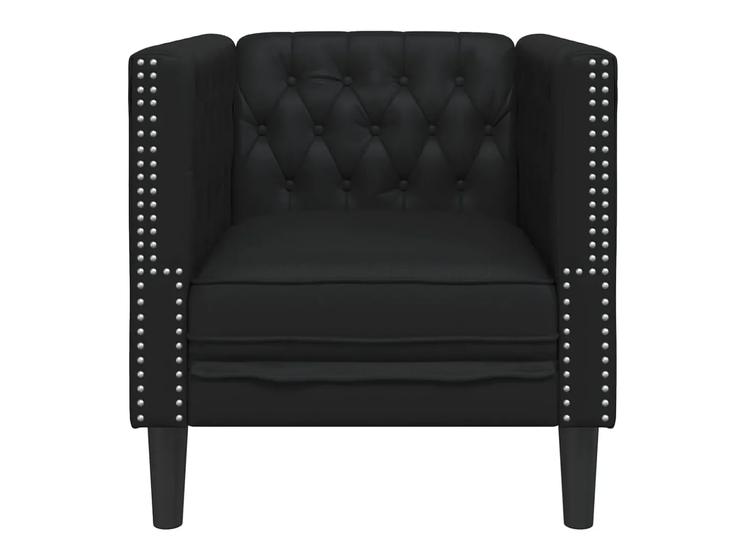 Sillón Chesterfield de cuero artificial negro