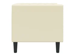 Sillón Chesterfield de cuero artificial blanco crema