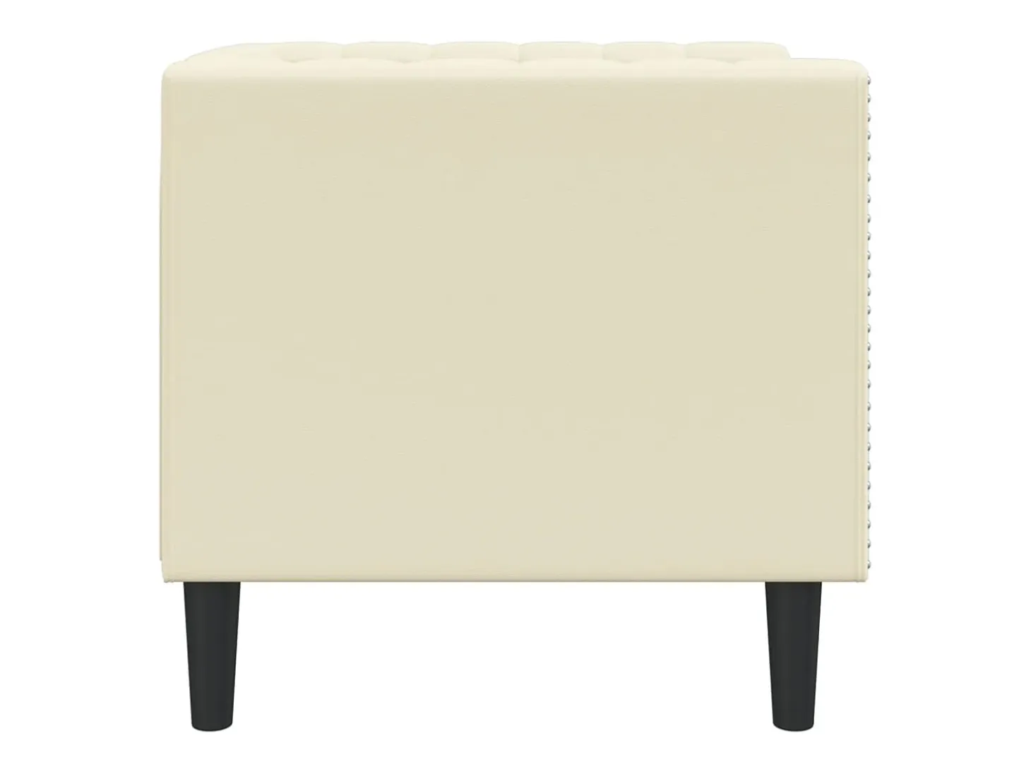 Sillón Chesterfield de cuero artificial blanco crema
