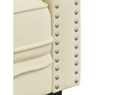 Sillón Chesterfield de cuero artificial blanco crema