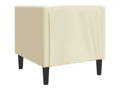 Sillón Chesterfield de cuero artificial blanco crema
