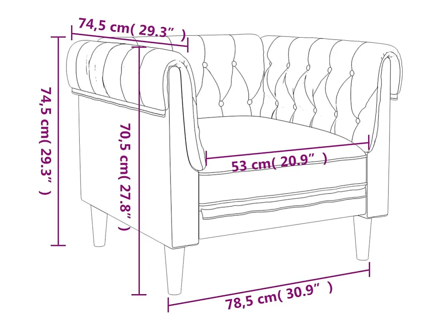 Sillón Chesterfield de lino