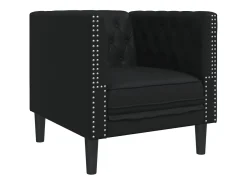 Sillón Chesterfield de piel sintética negra