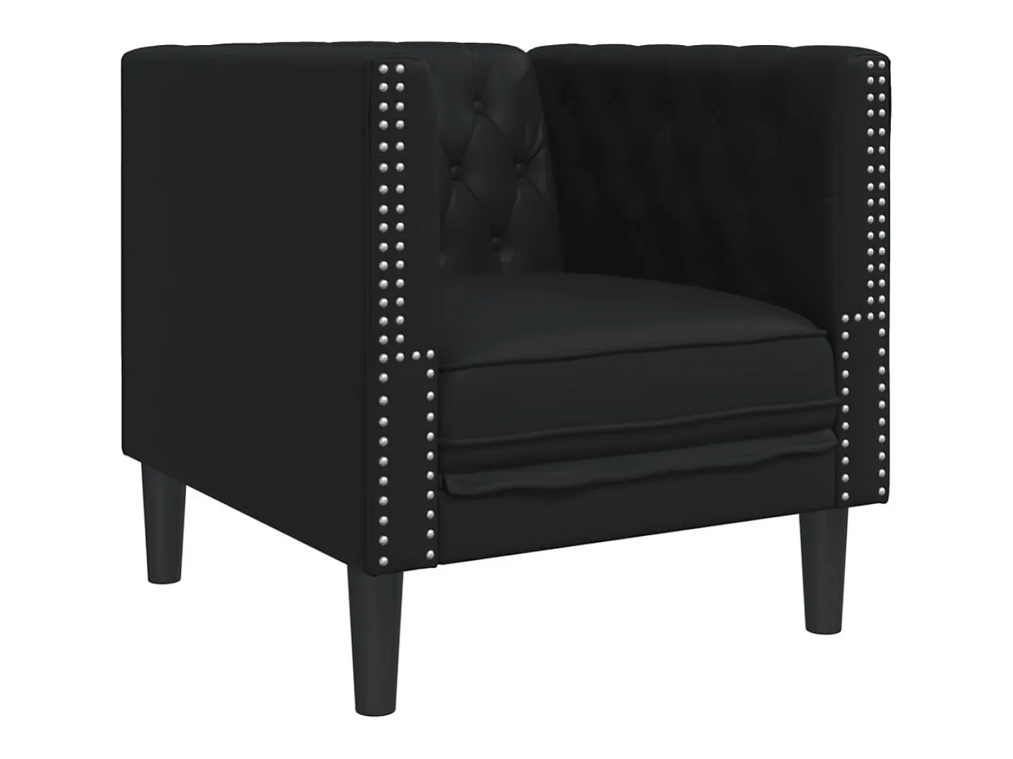 Sillón Chesterfield de piel sintética negra