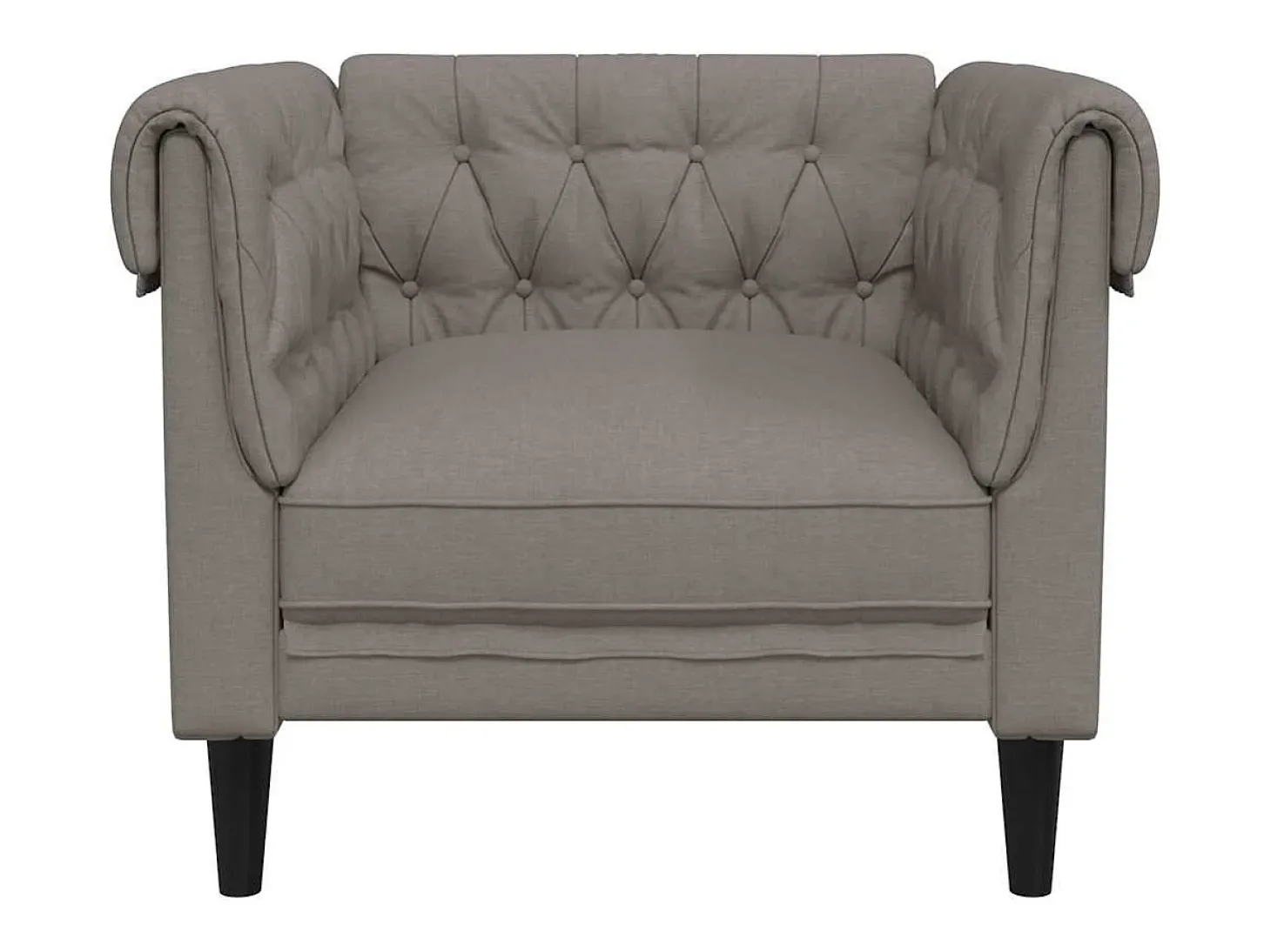 Sillón Chesterfield de tela gris taupé