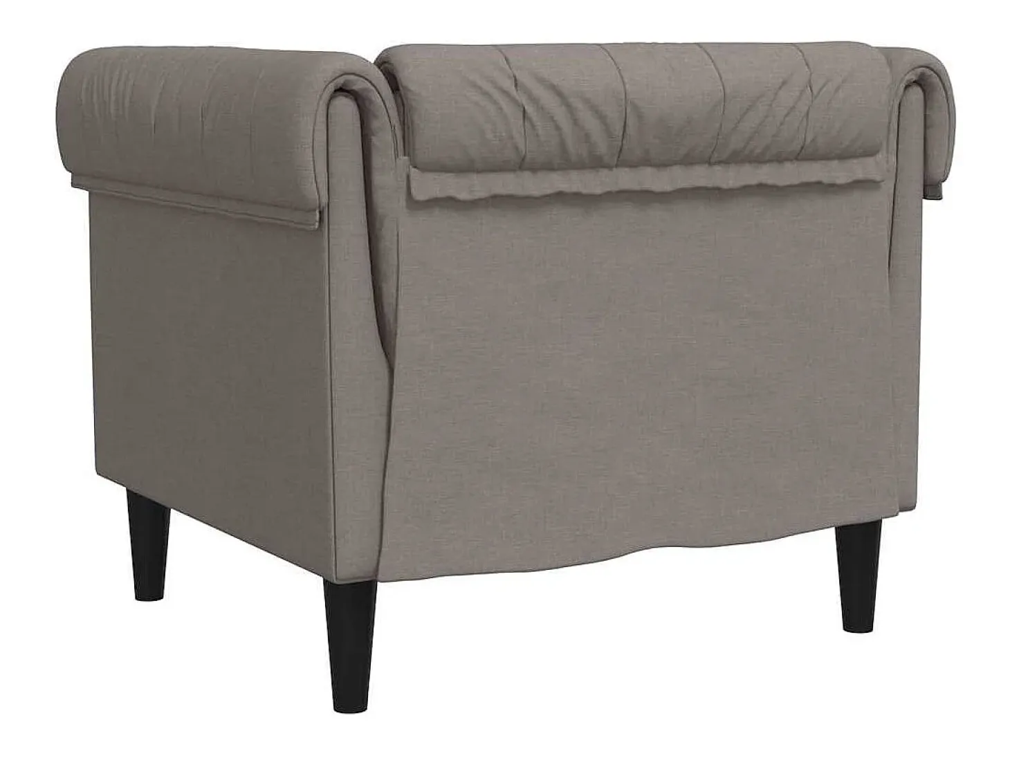 Sillón Chesterfield de tela gris taupé