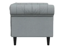 Sillón Chesterfield de tela gris claro
