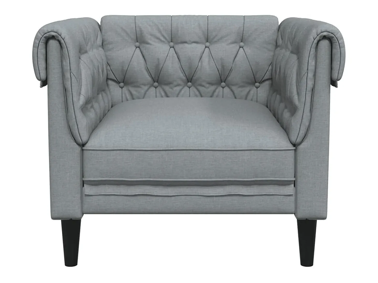 Sillón Chesterfield de tela gris claro