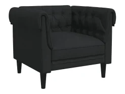Sillón Chesterfield de tela negro