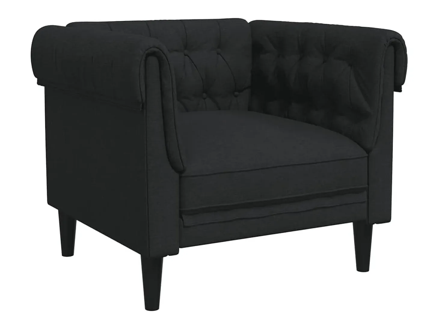 Sillón Chesterfield de tela negro