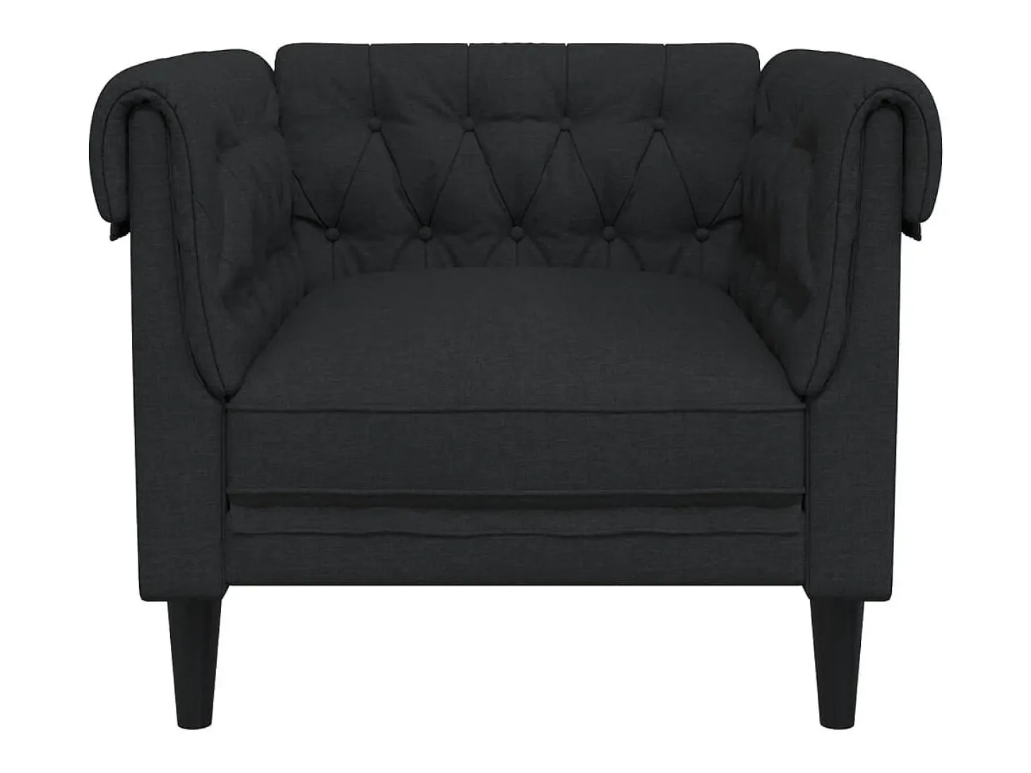 Sillón Chesterfield de tela negro