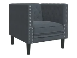Sillón Chesterfield de terciopelo gris oscuro
