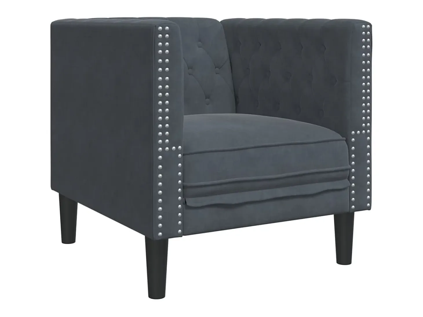 Sillón Chesterfield de terciopelo gris oscuro