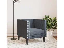 Sillón Chesterfield de terciopelo gris oscuro