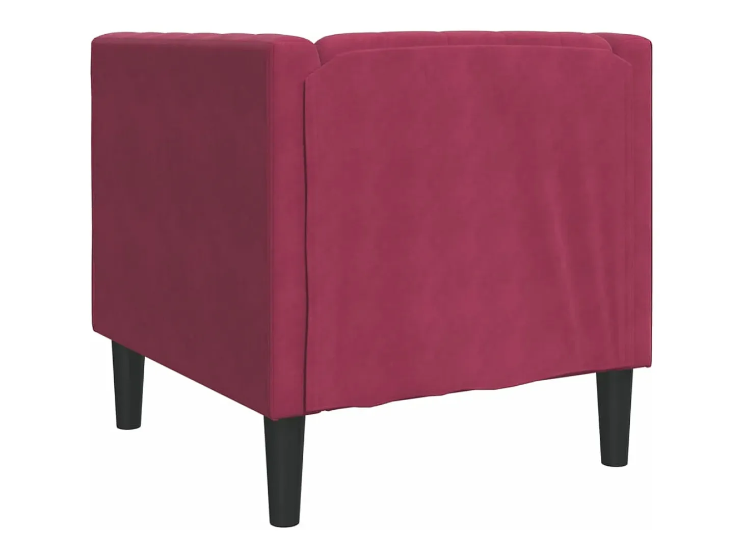 Sillón Chesterfield de terciopelo artificial rojo tinto