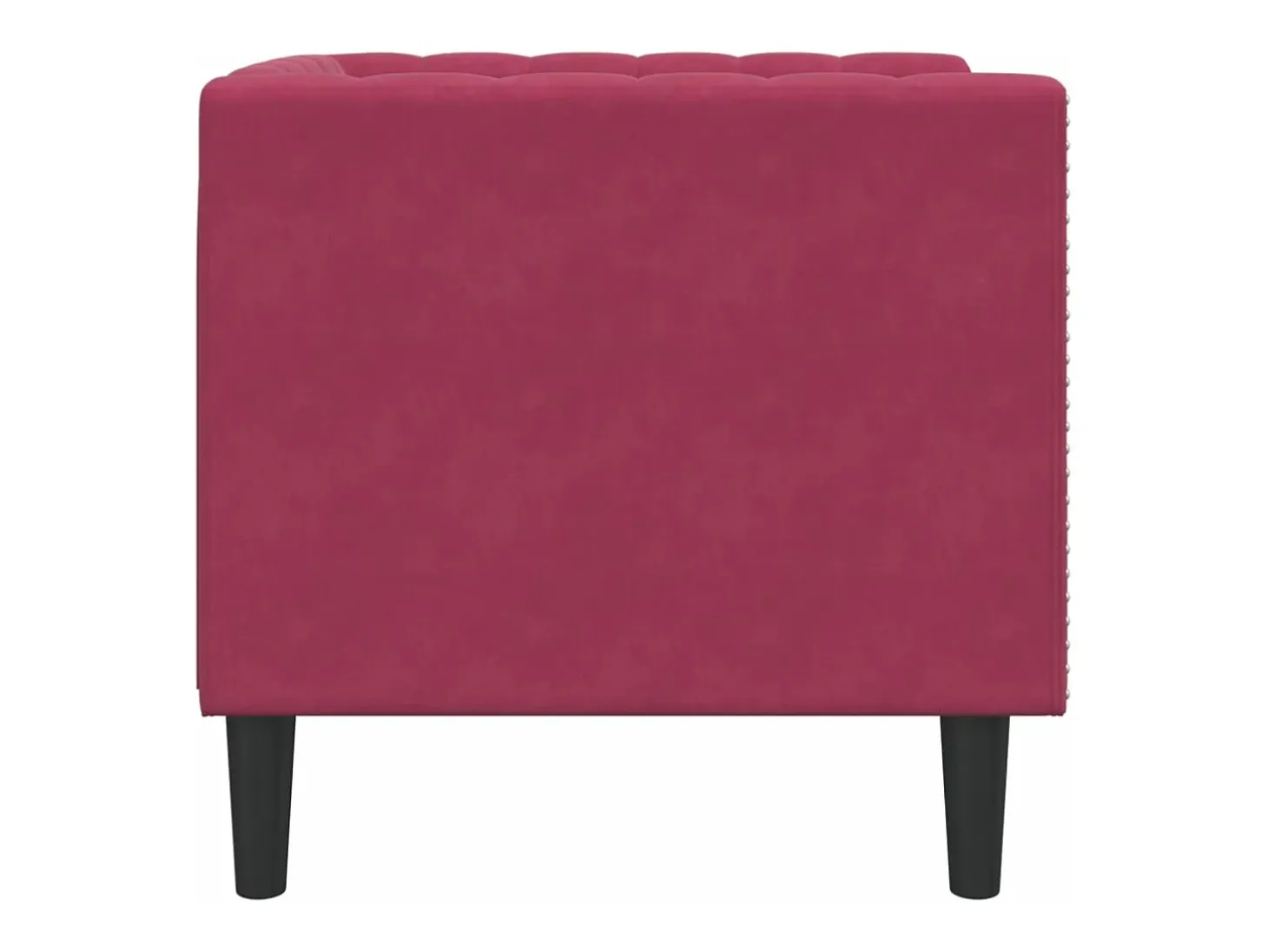 Sillón Chesterfield de terciopelo artificial rojo tinto