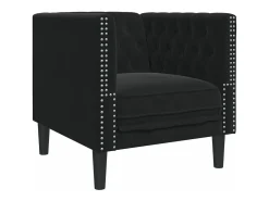 Sillón Chesterfield de terciopelo negro