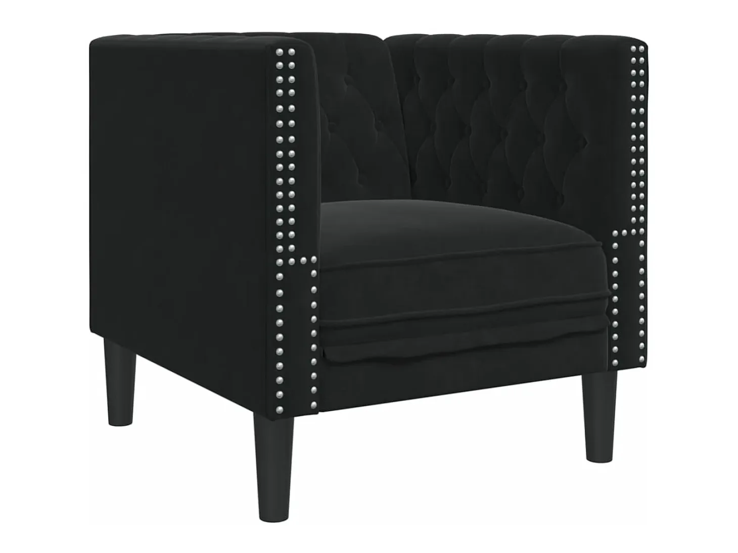 Sillón Chesterfield de terciopelo negro