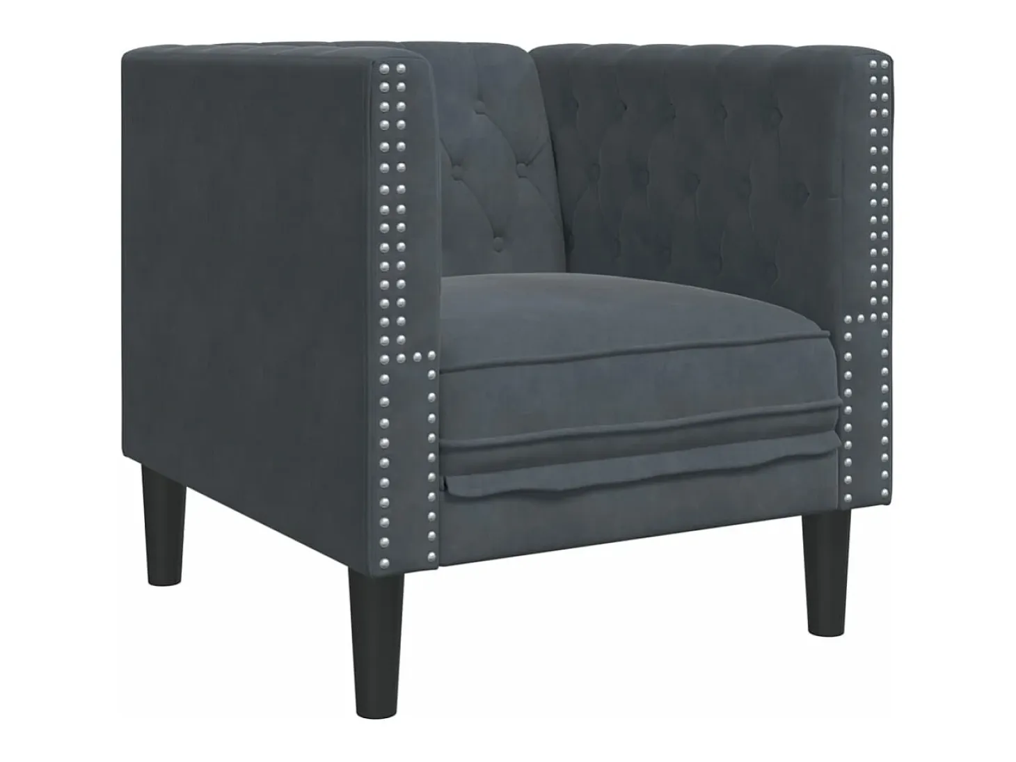 Sillón Chesterfield de terciopelo gris oscuro