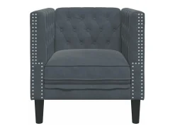 Sillón Chesterfield de terciopelo gris oscuro