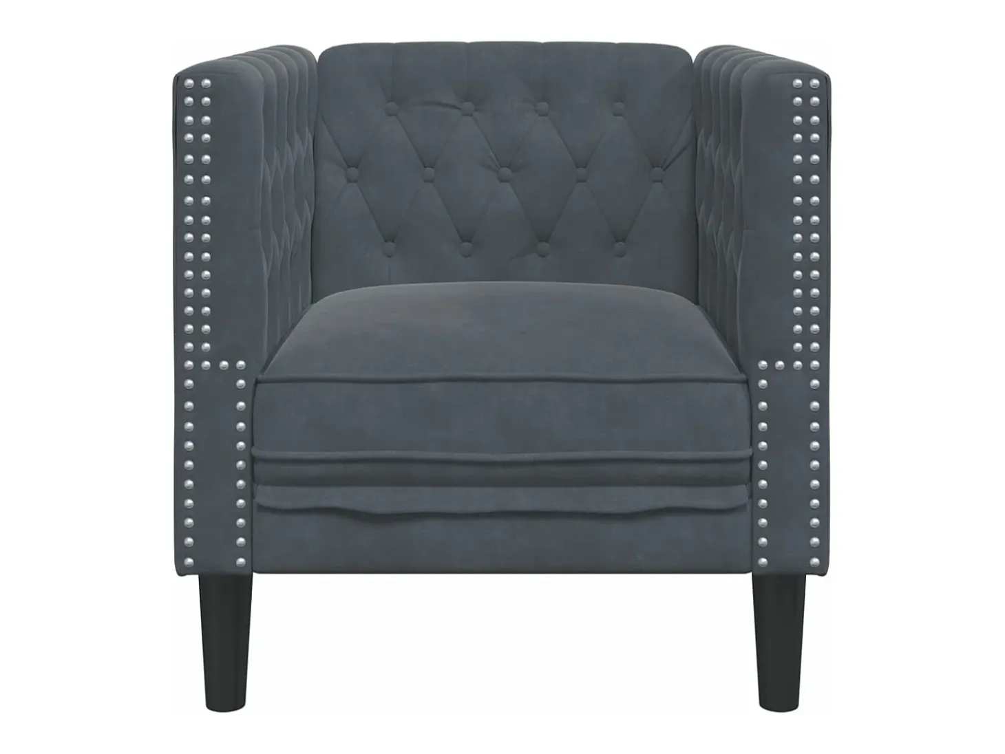 Sillón Chesterfield de terciopelo gris oscuro