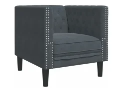 Sillón Chesterfield de terciopelo gris oscuro