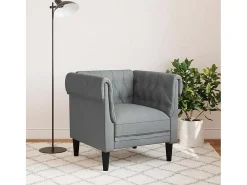 Sillón Chesterfield en tela gris claro