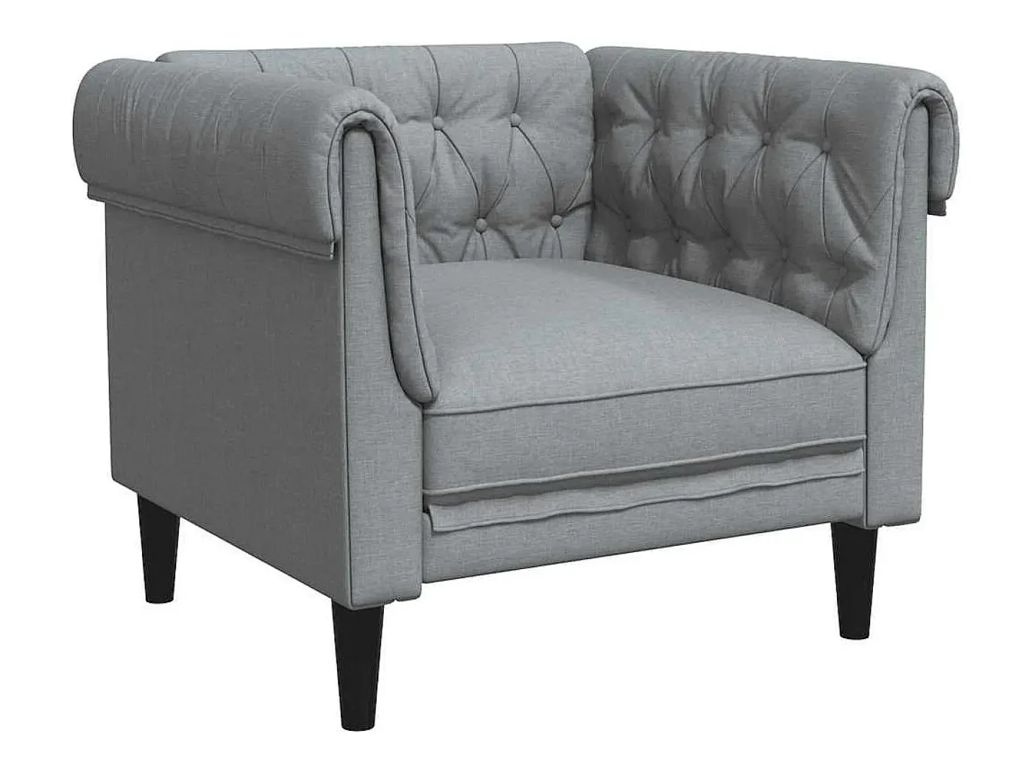 Sillón Chesterfield en tela gris claro