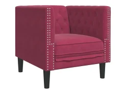 Sillón Chesterfield en terciopelo rojo burdeos