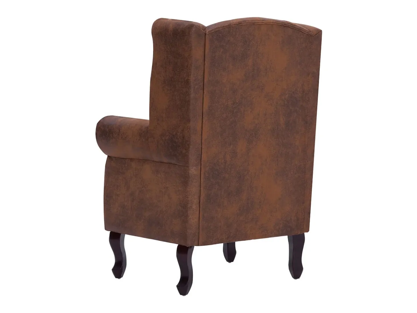 Sillón Chesterfield y reposapiés piel de ante artificial marrón