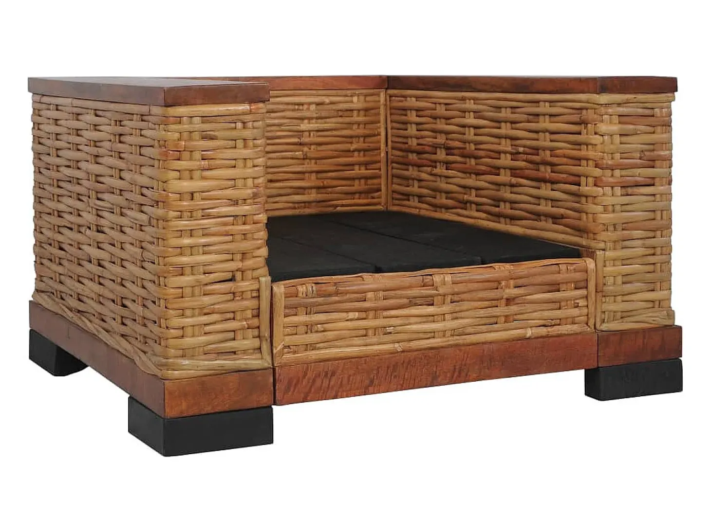 Sillón con cojines de ratán natural marrón