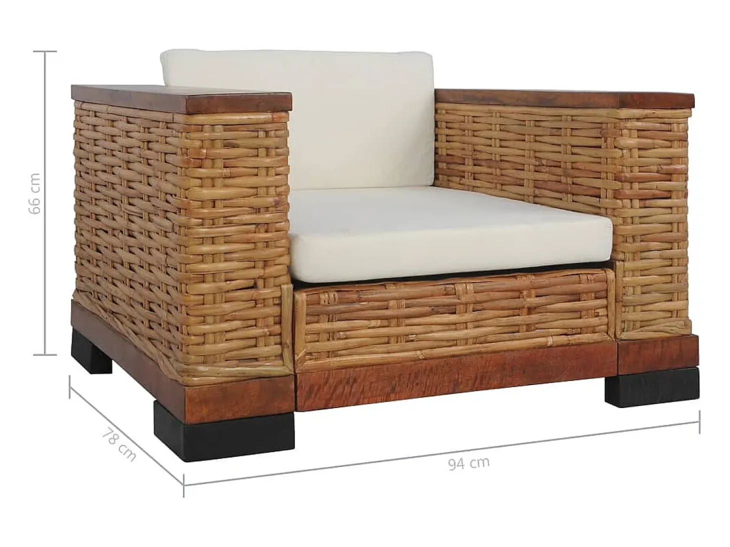 Sillón con cojines de ratán natural marrón