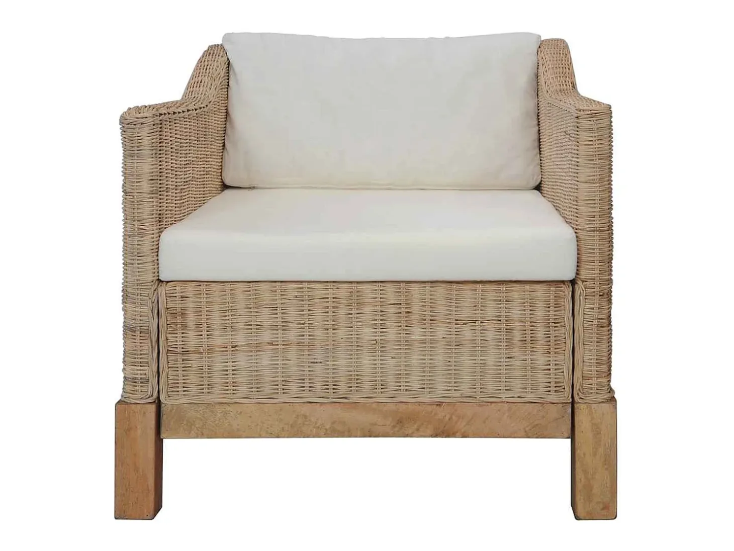 Sillón con cojines ratán natural