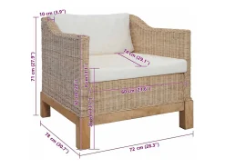 Sillón con cojines ratán natural