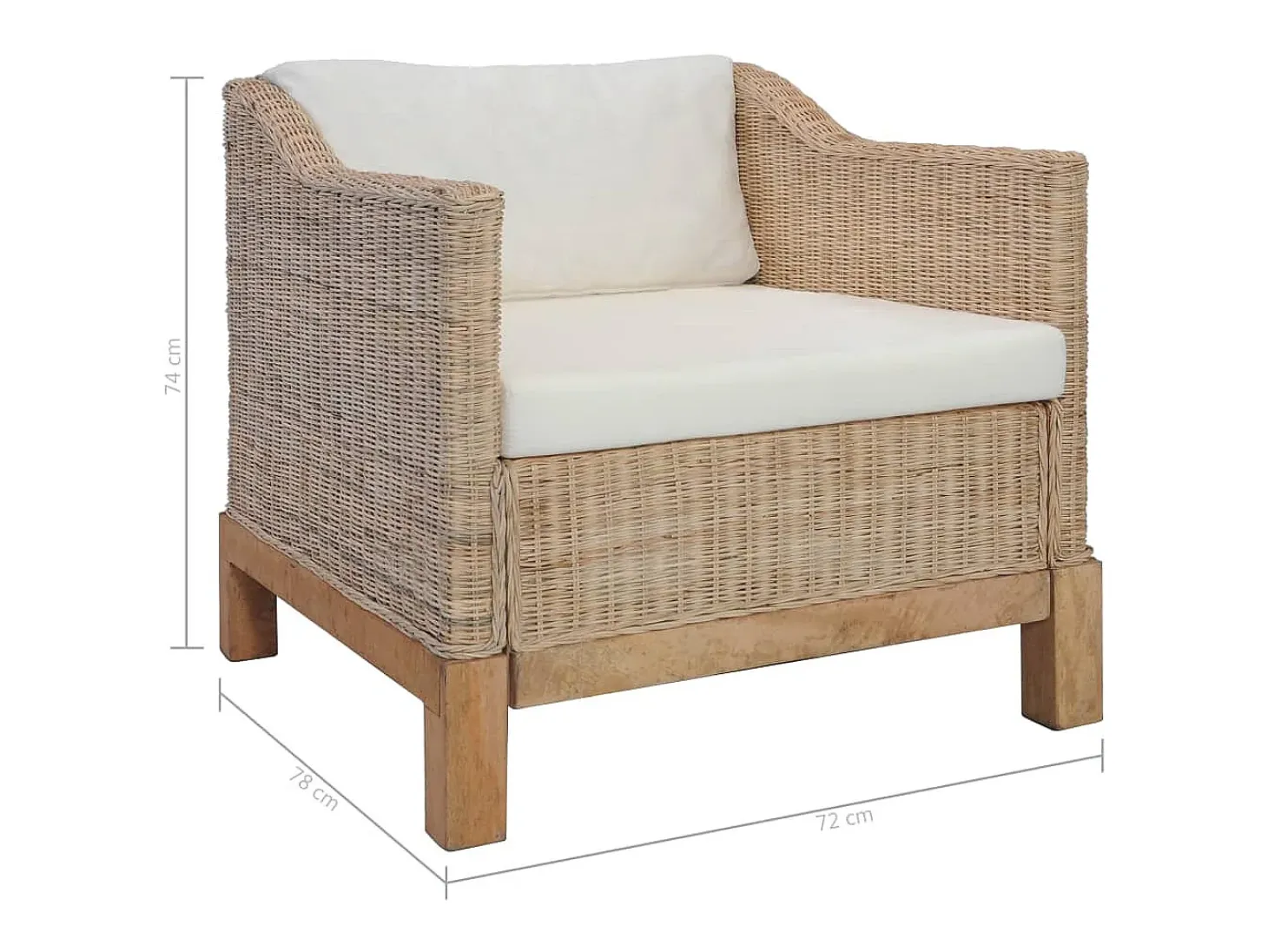 Sillón con cojines ratán natural