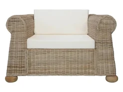 Sillón con cojines ratán natural