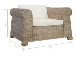 Sillón con cojines ratán natural