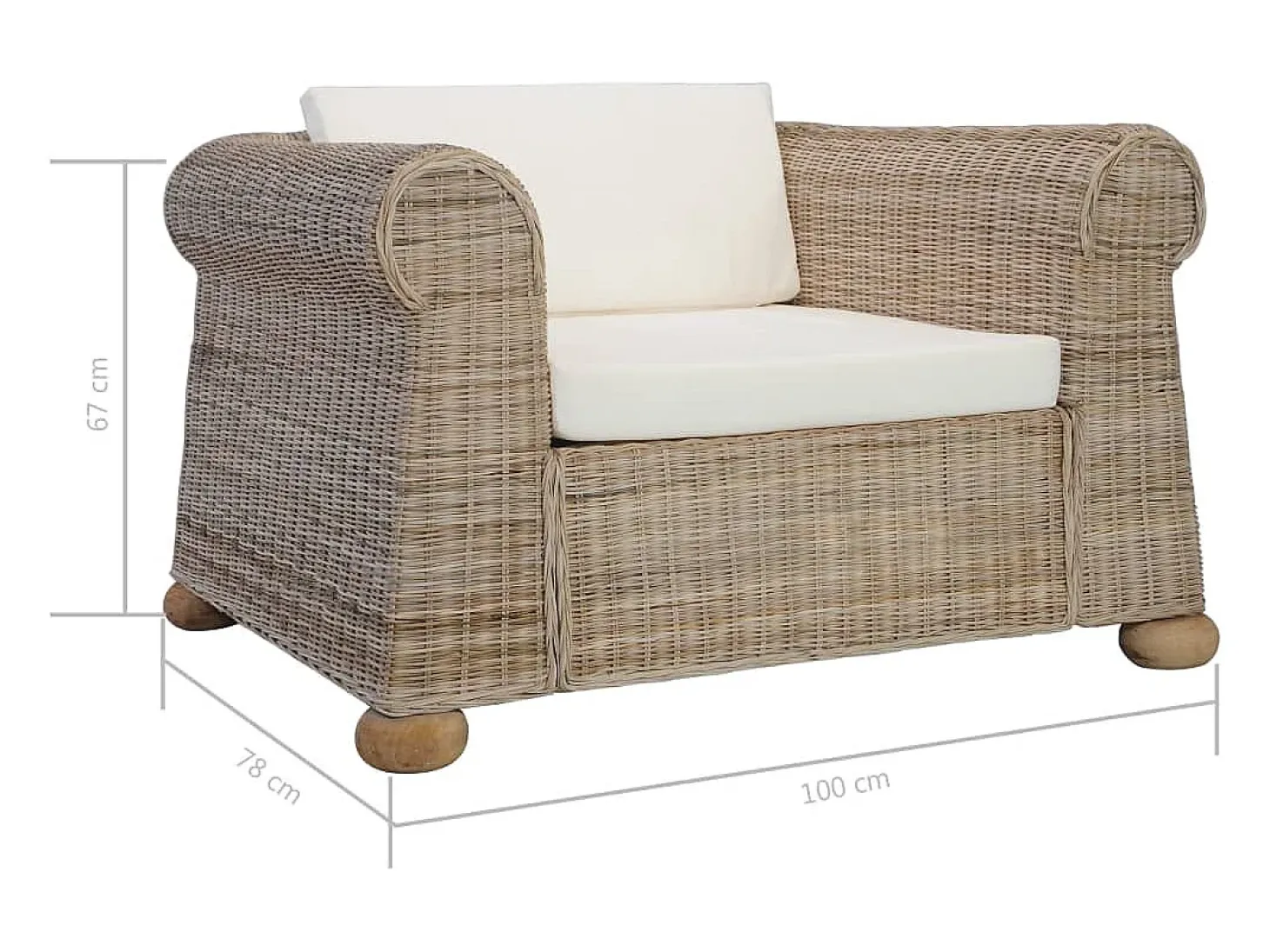 Sillón con cojines ratán natural