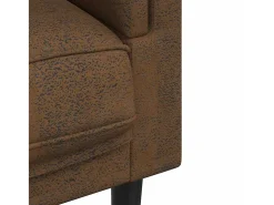 Sillón con cojín de piel sintética ante marrón