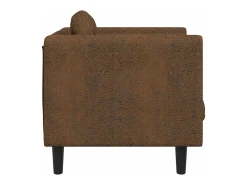 Sillón con cojín de piel sintética ante marrón
