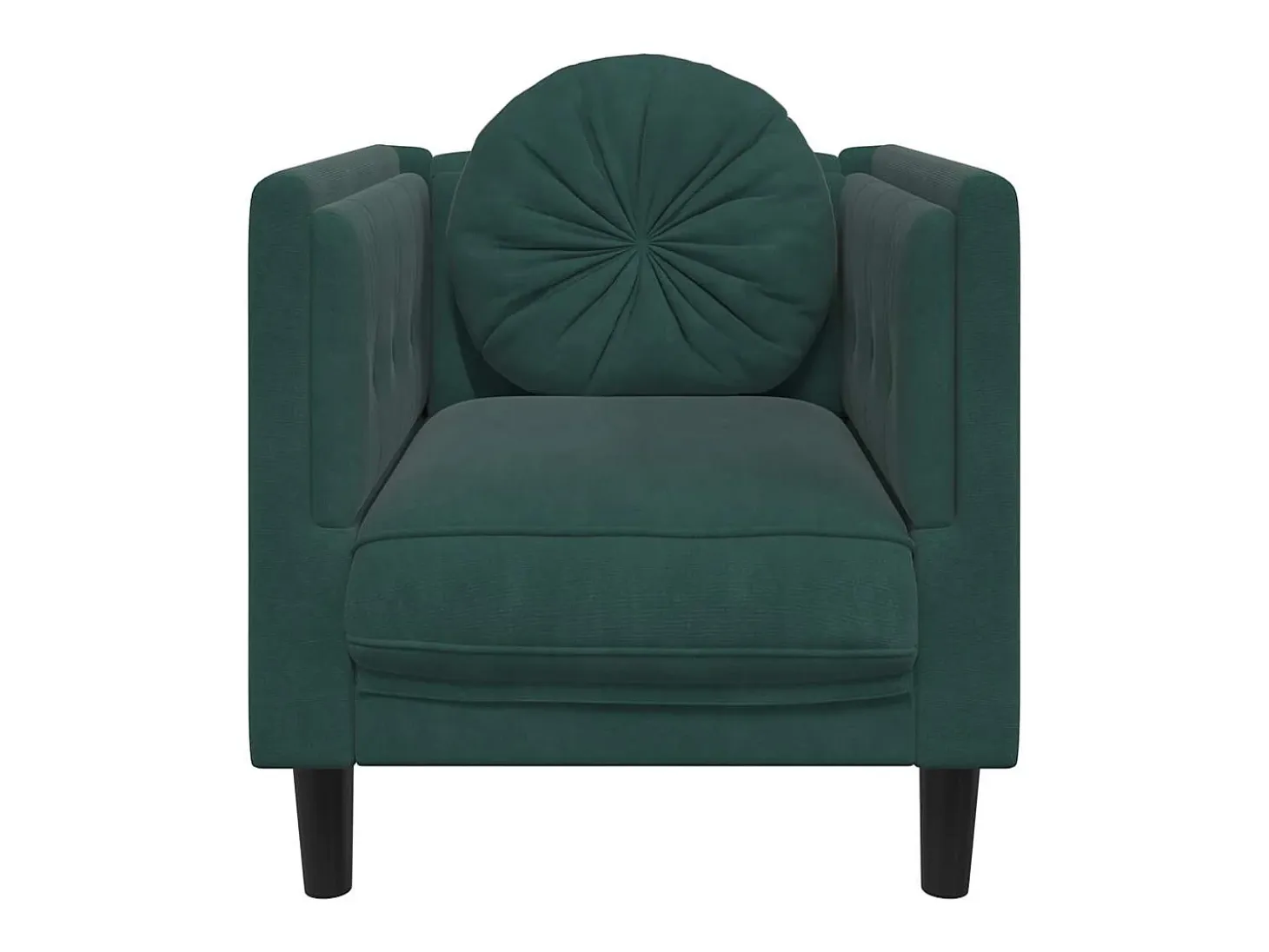 Sillón con cojín de terciopelo verde oscuro