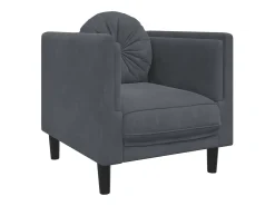Sillón con cojín de terciopelo gris oscuro