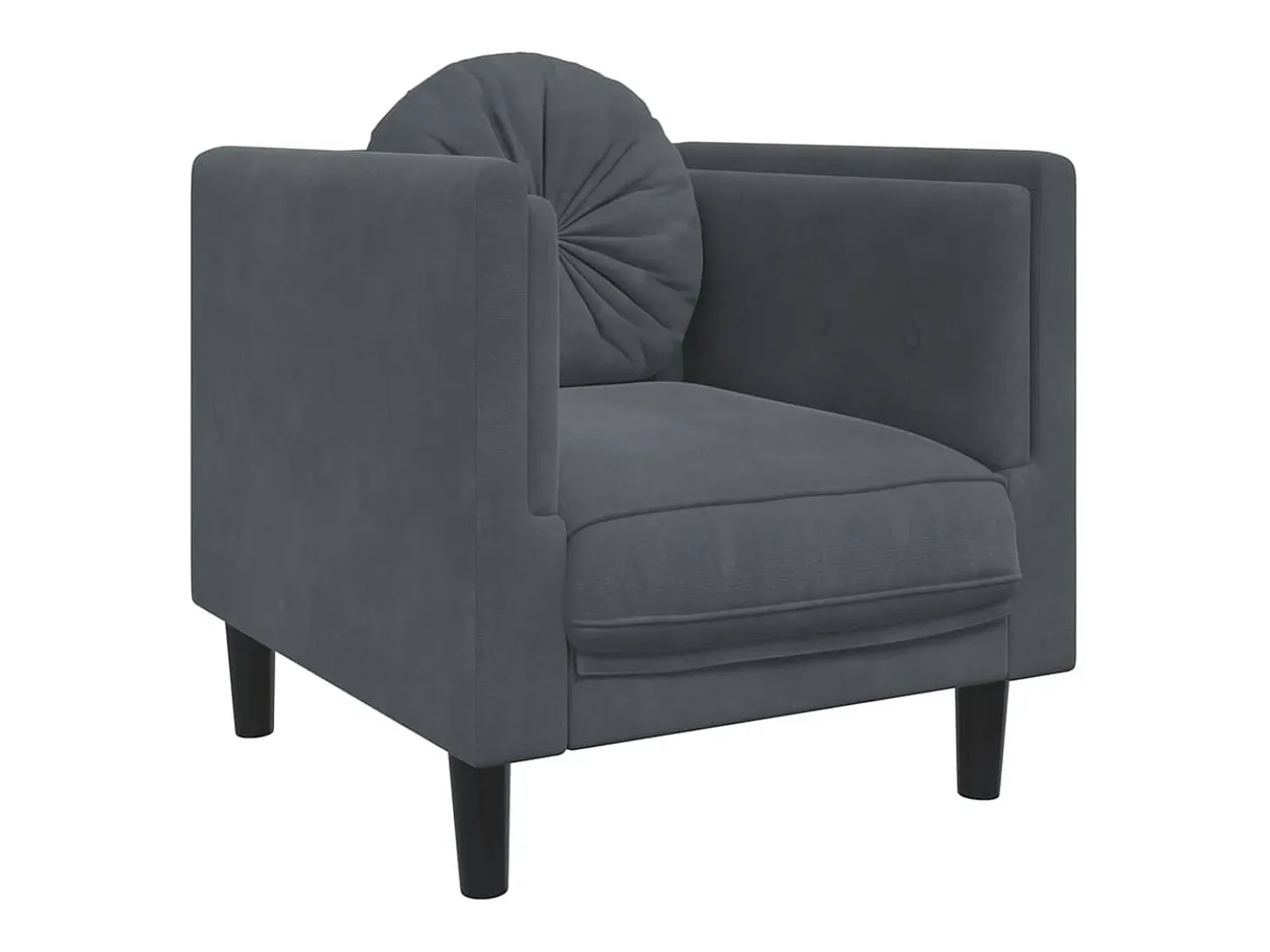 Sillón con cojín de terciopelo gris oscuro