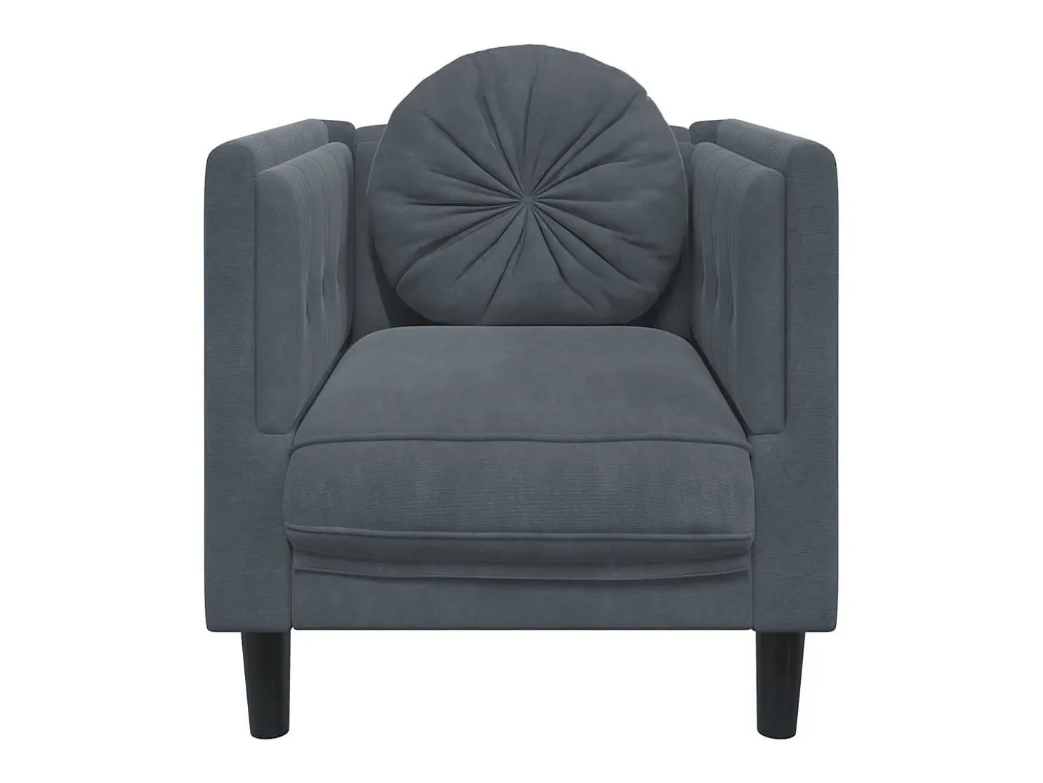 Sillón con cojín de terciopelo gris oscuro