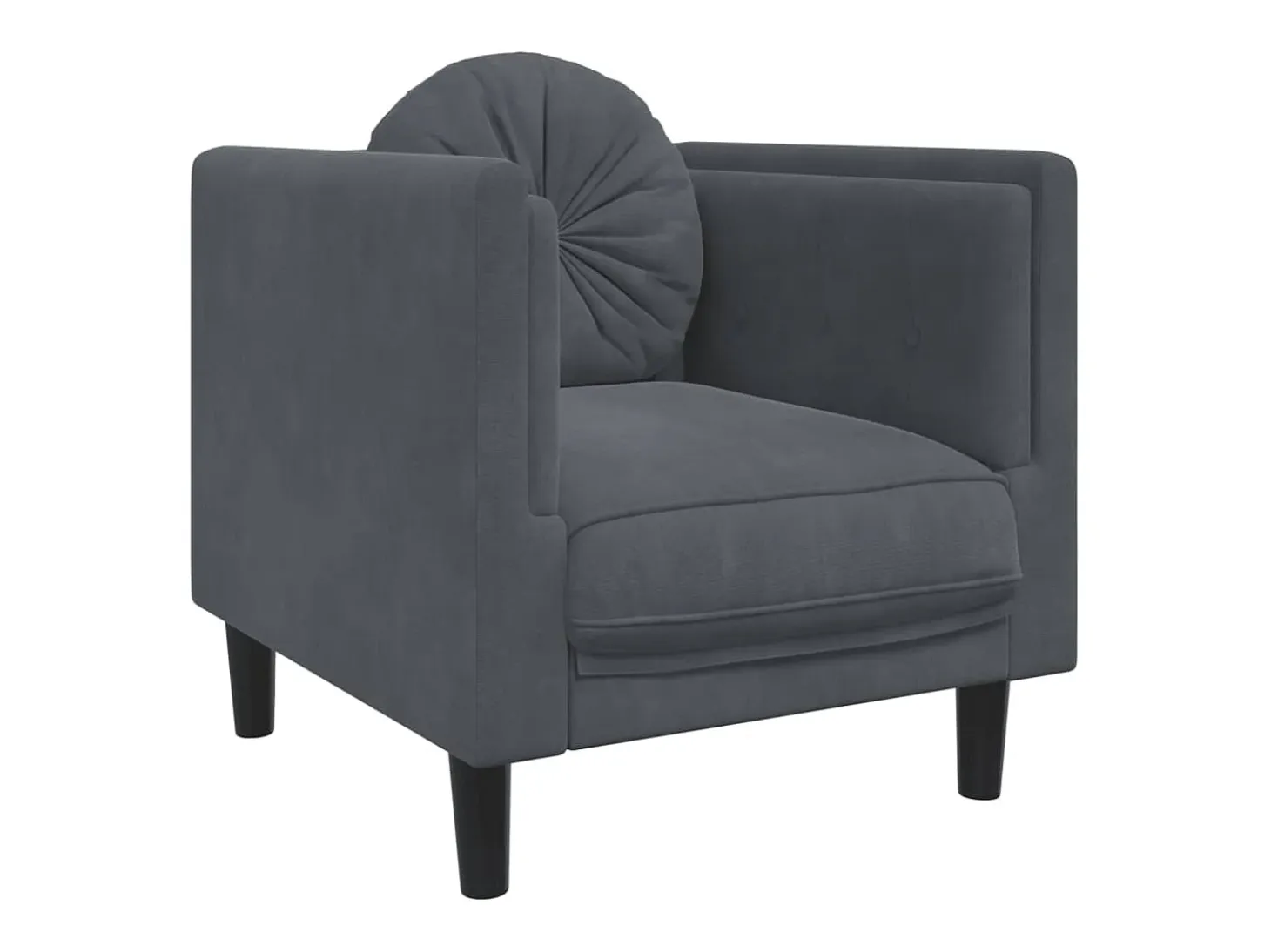 Sillón con cojín terciopelo gris oscuro