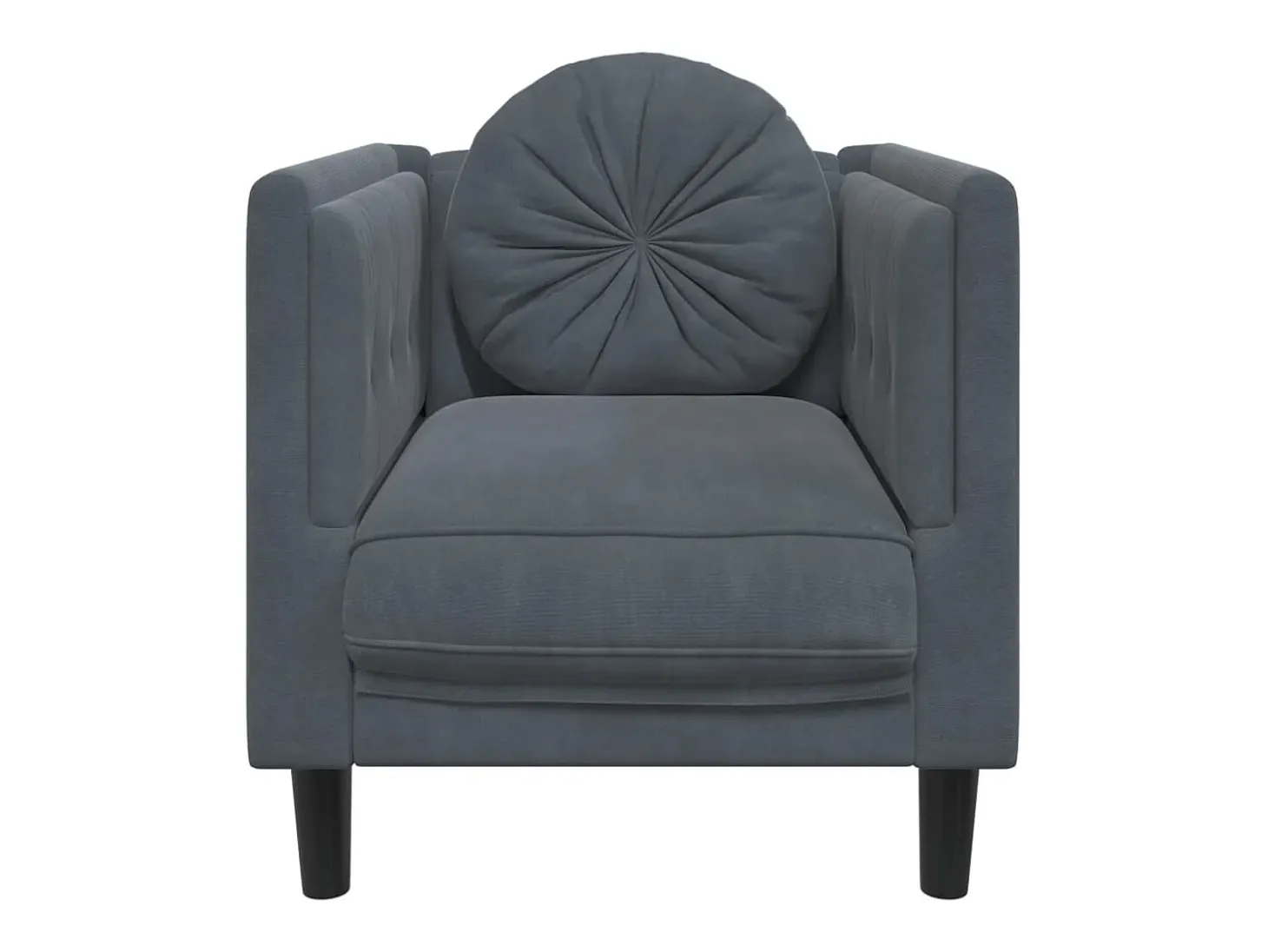Sillón con cojín terciopelo gris oscuro